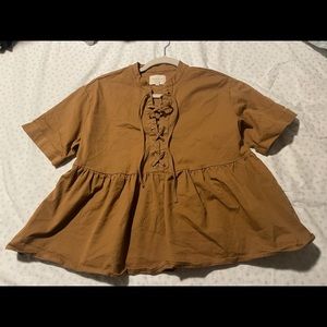 Sezane lace up peplum top